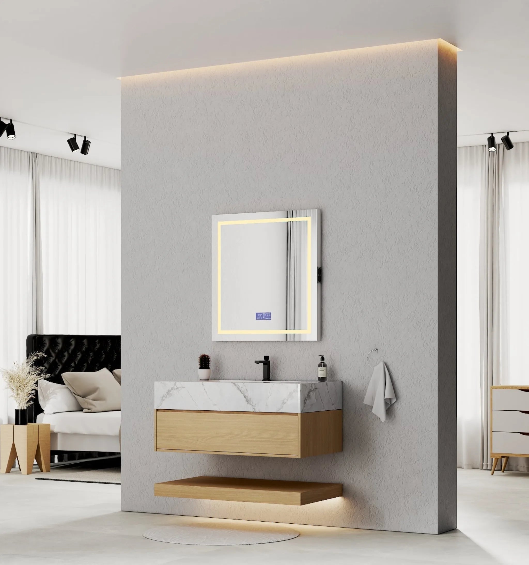 Aventino 40" Flat-Panel Floating Vanity with Sintered Stone Top