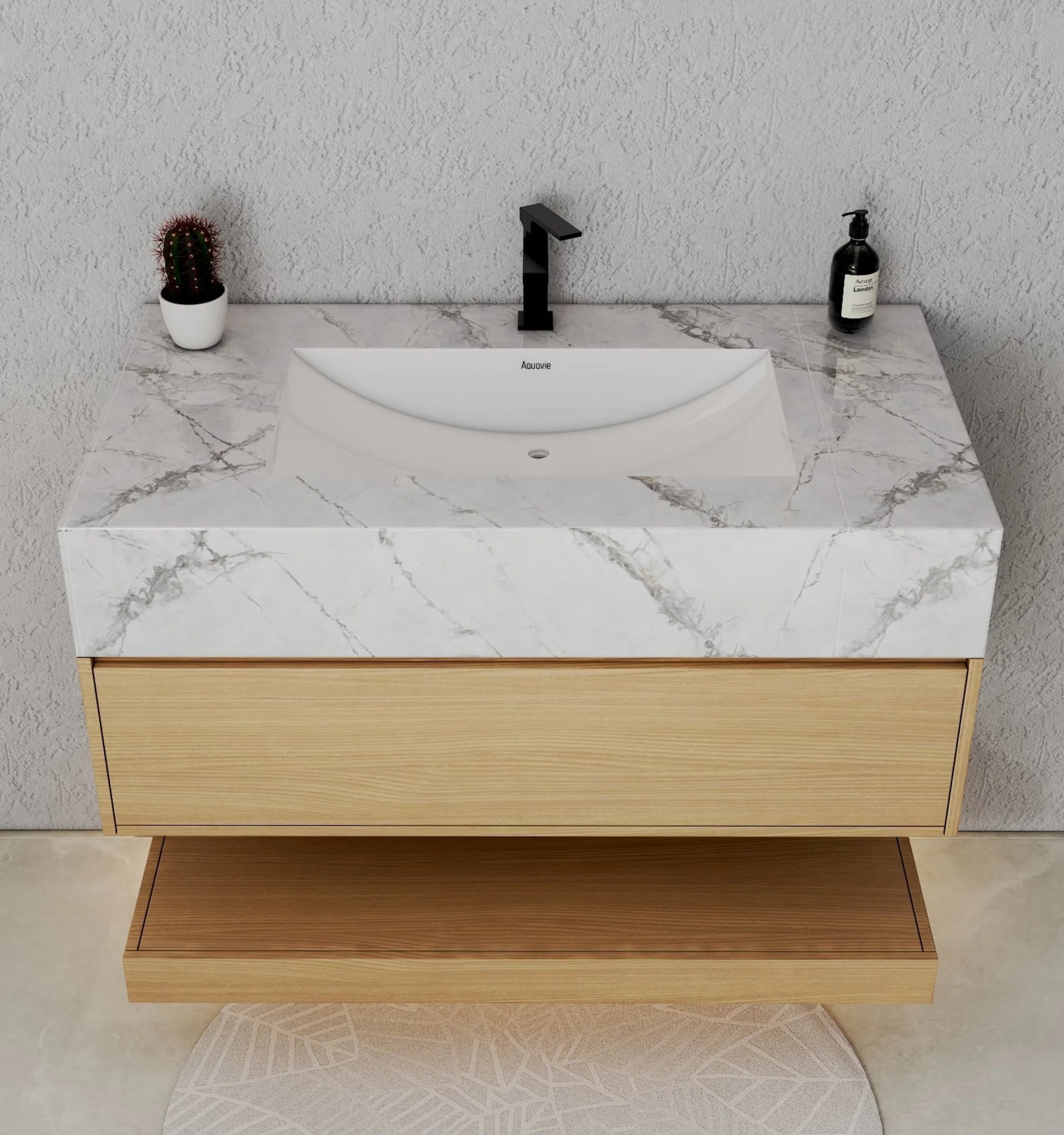 Aventino 40" Flat-Panel Floating Vanity with Sintered Stone Top