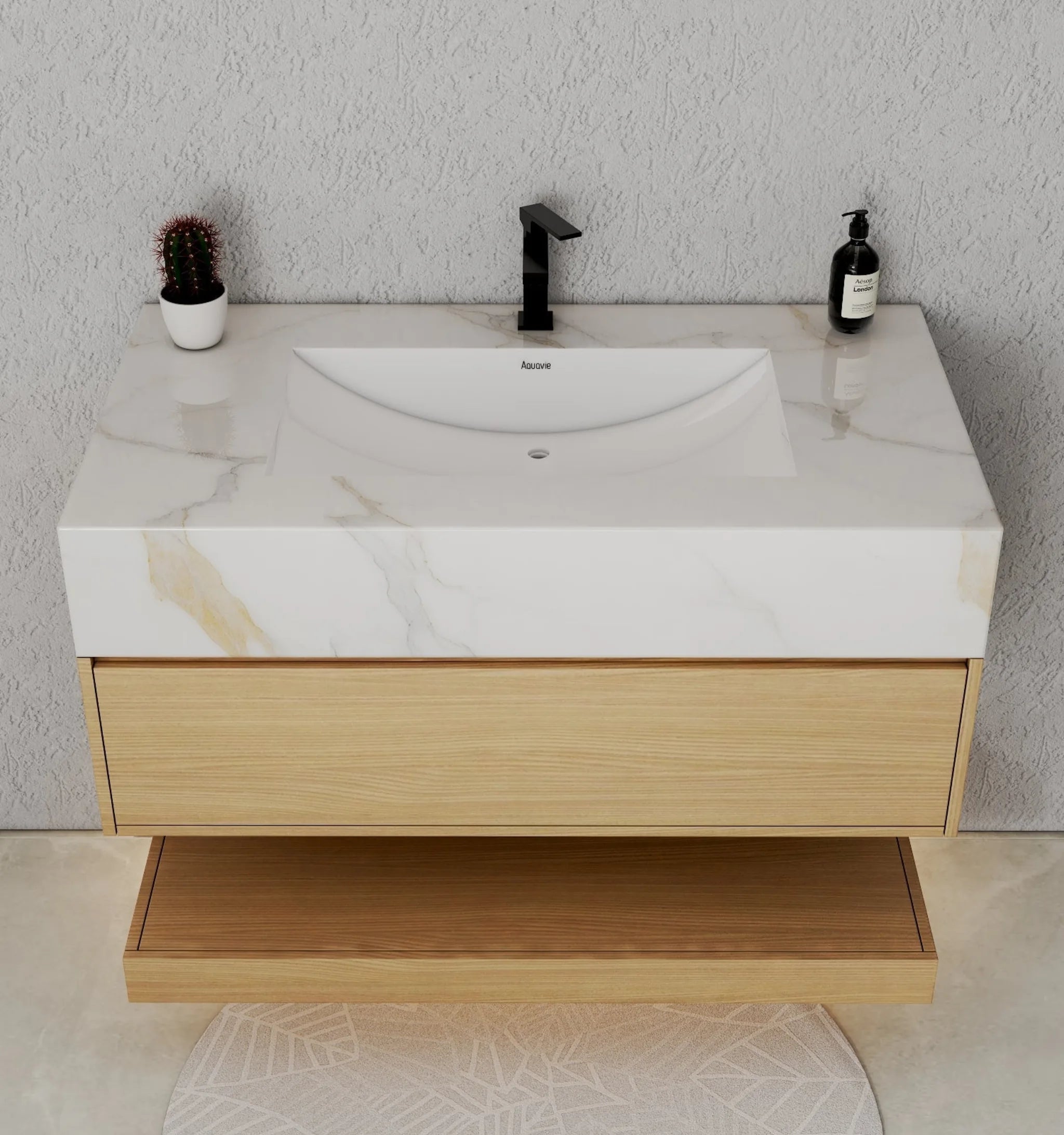 Aventino 40" Flat-Panel Floating Vanity with Sintered Stone Top
