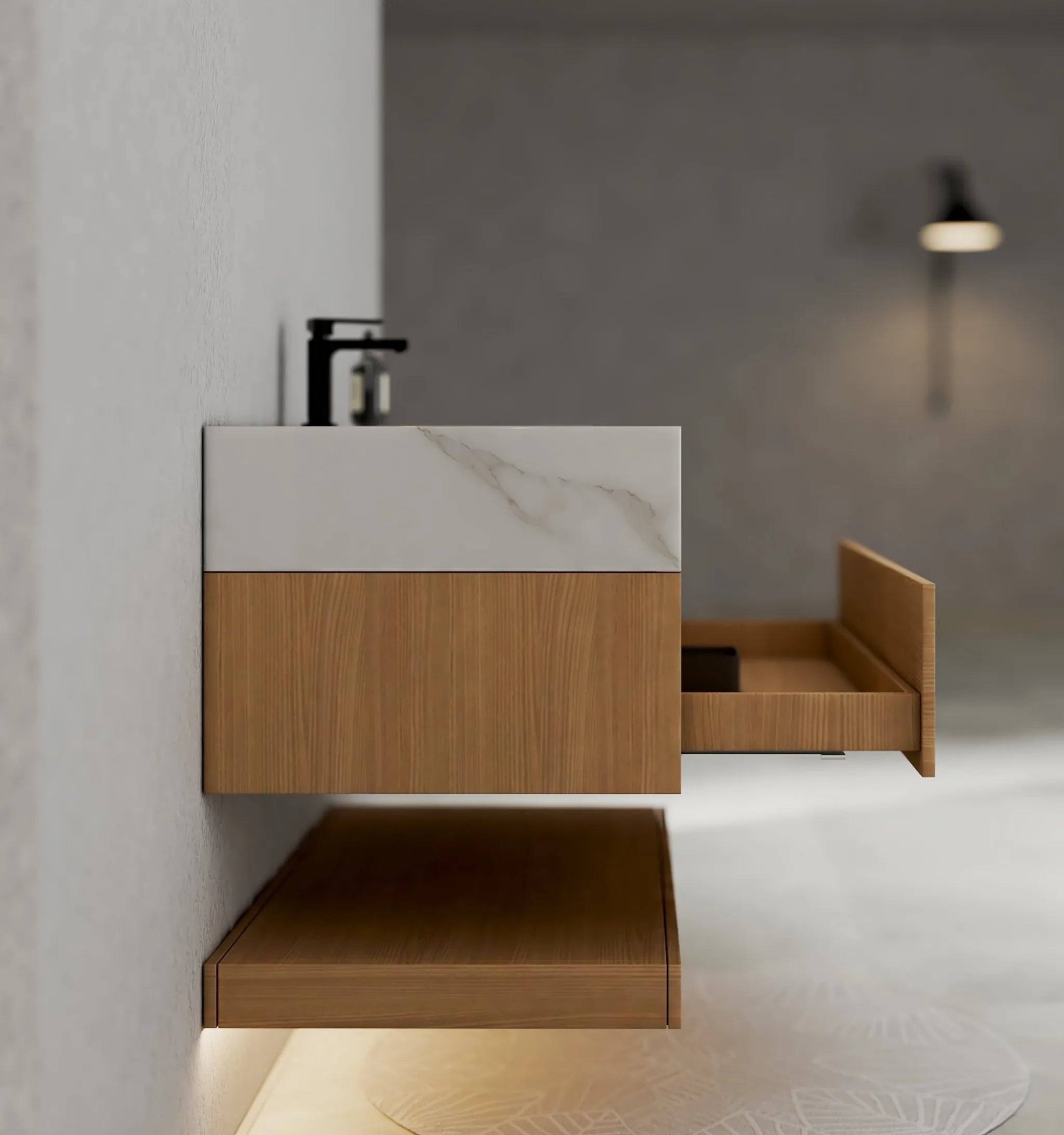 Aventino 40" Flat-Panel Floating Vanity with Sintered Stone Top