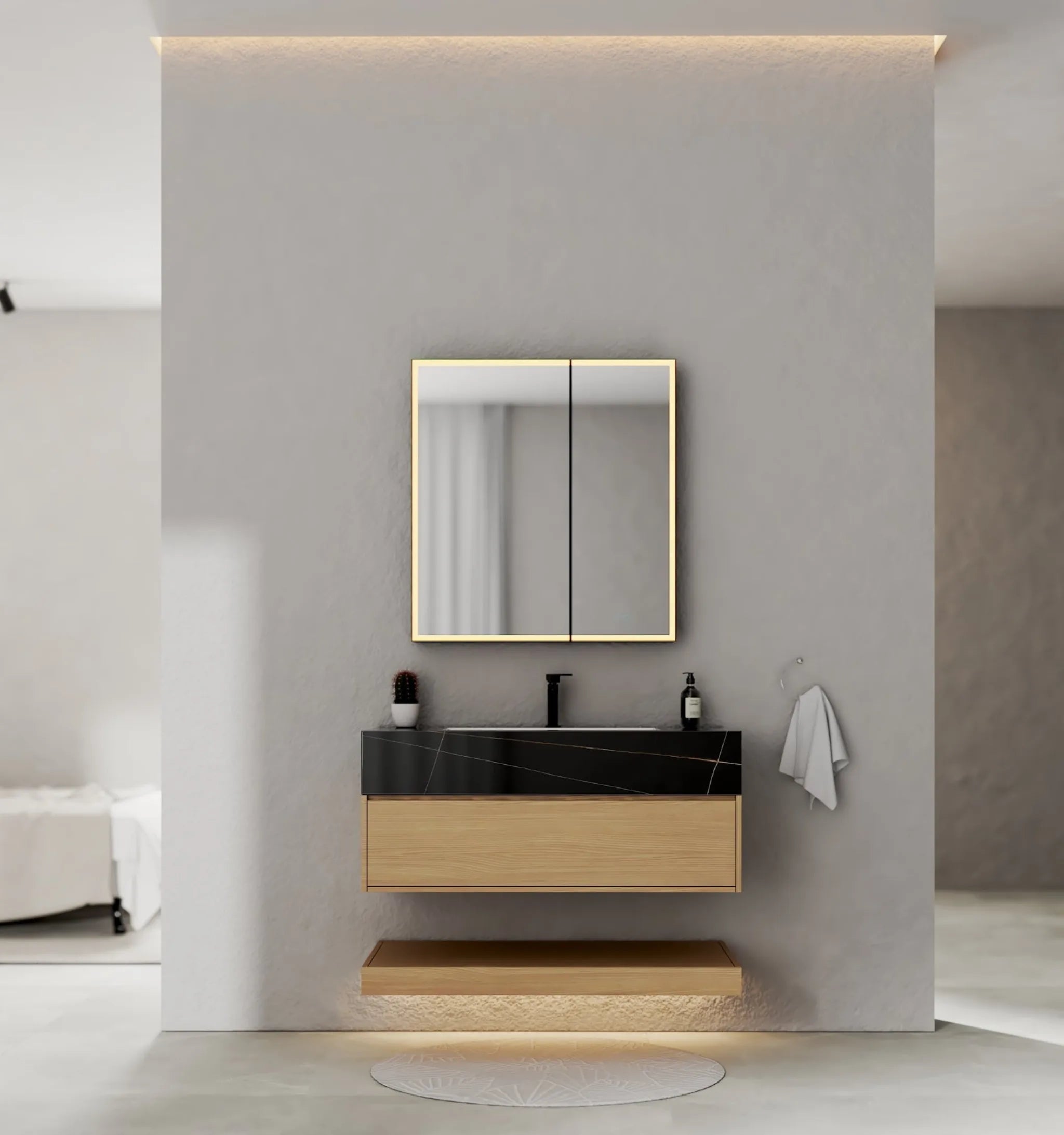 Aventino 40" Flat-Panel Floating Vanity with Sintered Stone Top