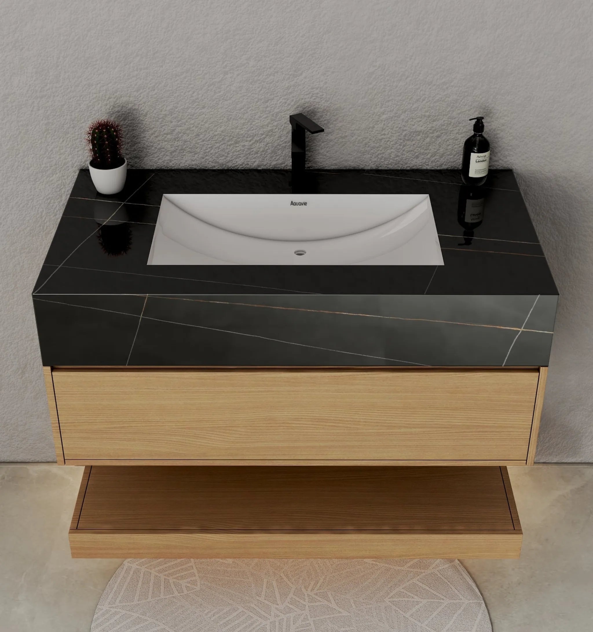 Aventino 40" Flat-Panel Floating Vanity with Sintered Stone Top