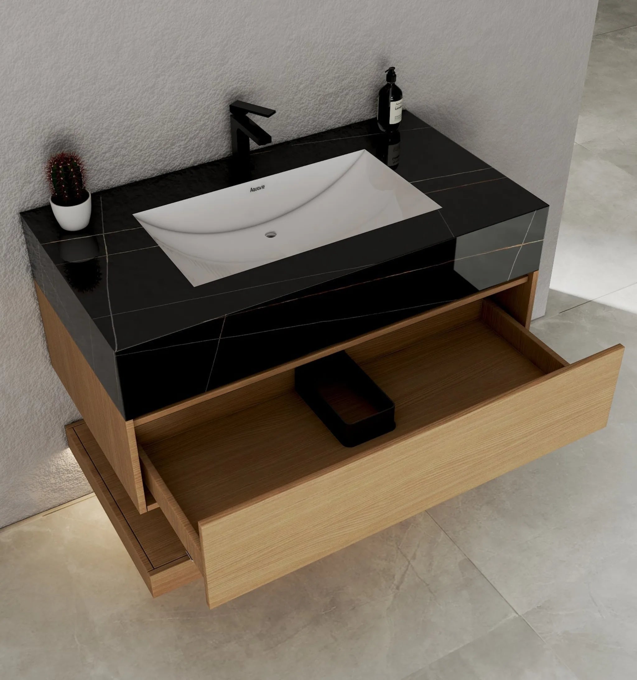 Aventino 40" Flat-Panel Floating Vanity with Sintered Stone Top