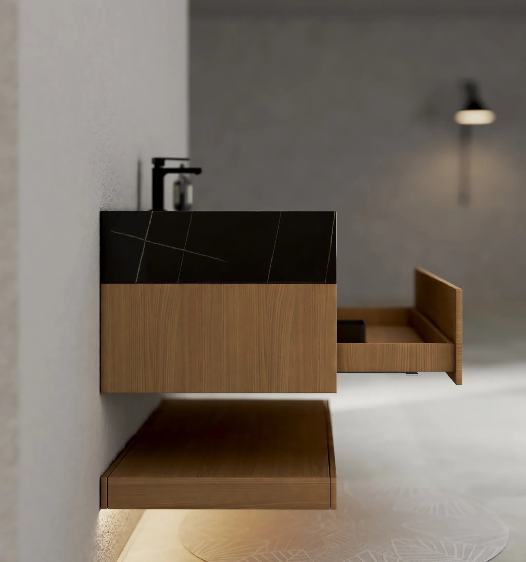 Aventino 40" Flat-Panel Floating Vanity with Sintered Stone Top