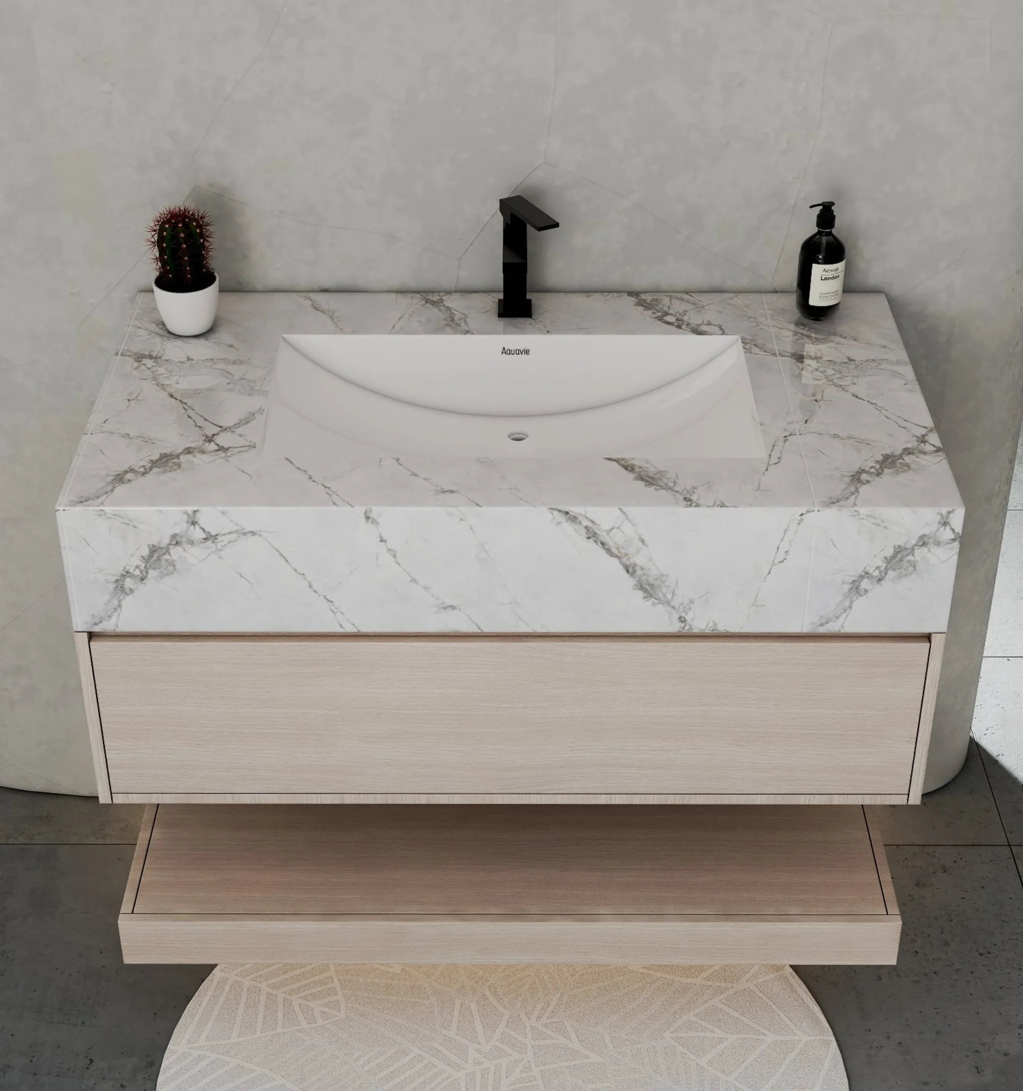 Aventino 40" Flat-Panel Floating Vanity with Sintered Stone Top