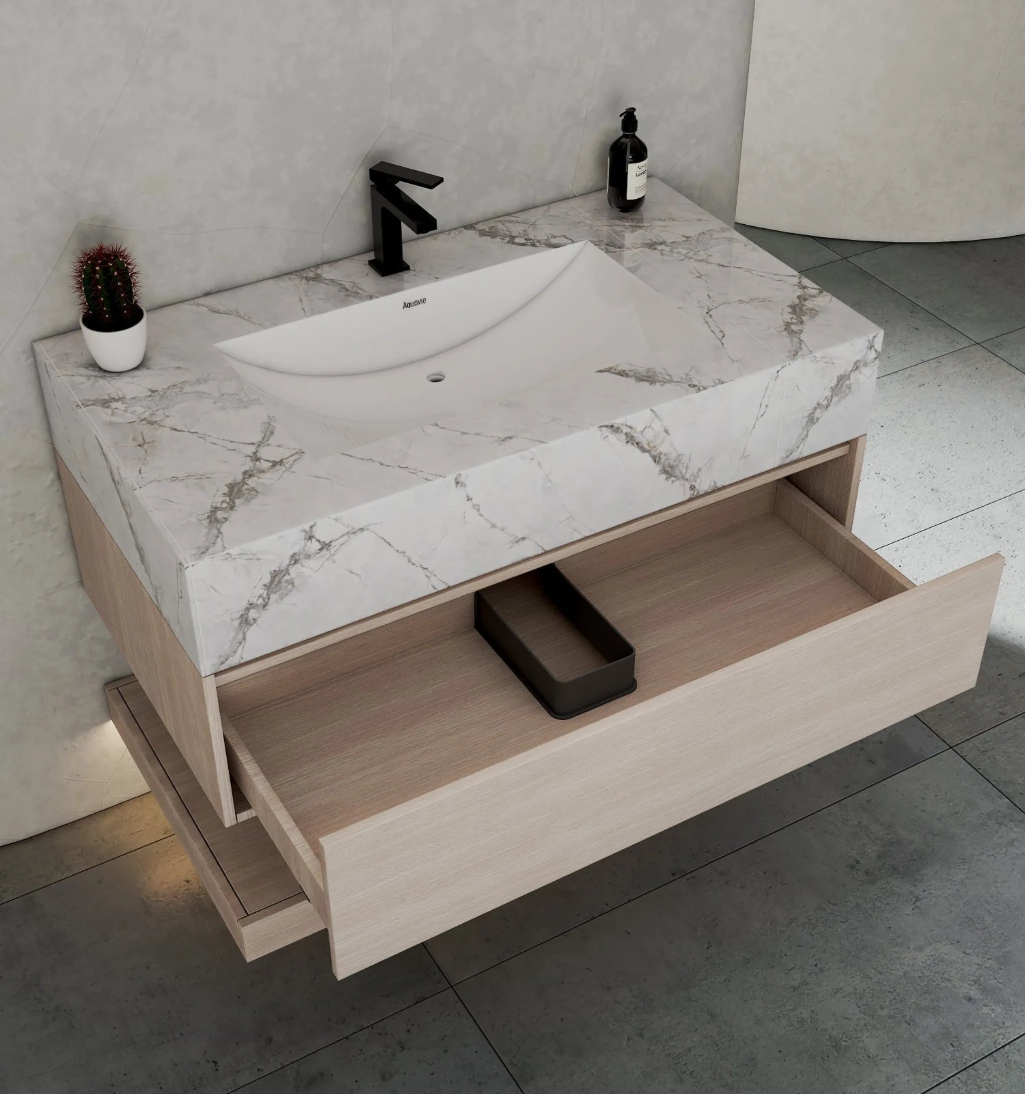 Aventino 40" Flat-Panel Floating Vanity with Sintered Stone Top