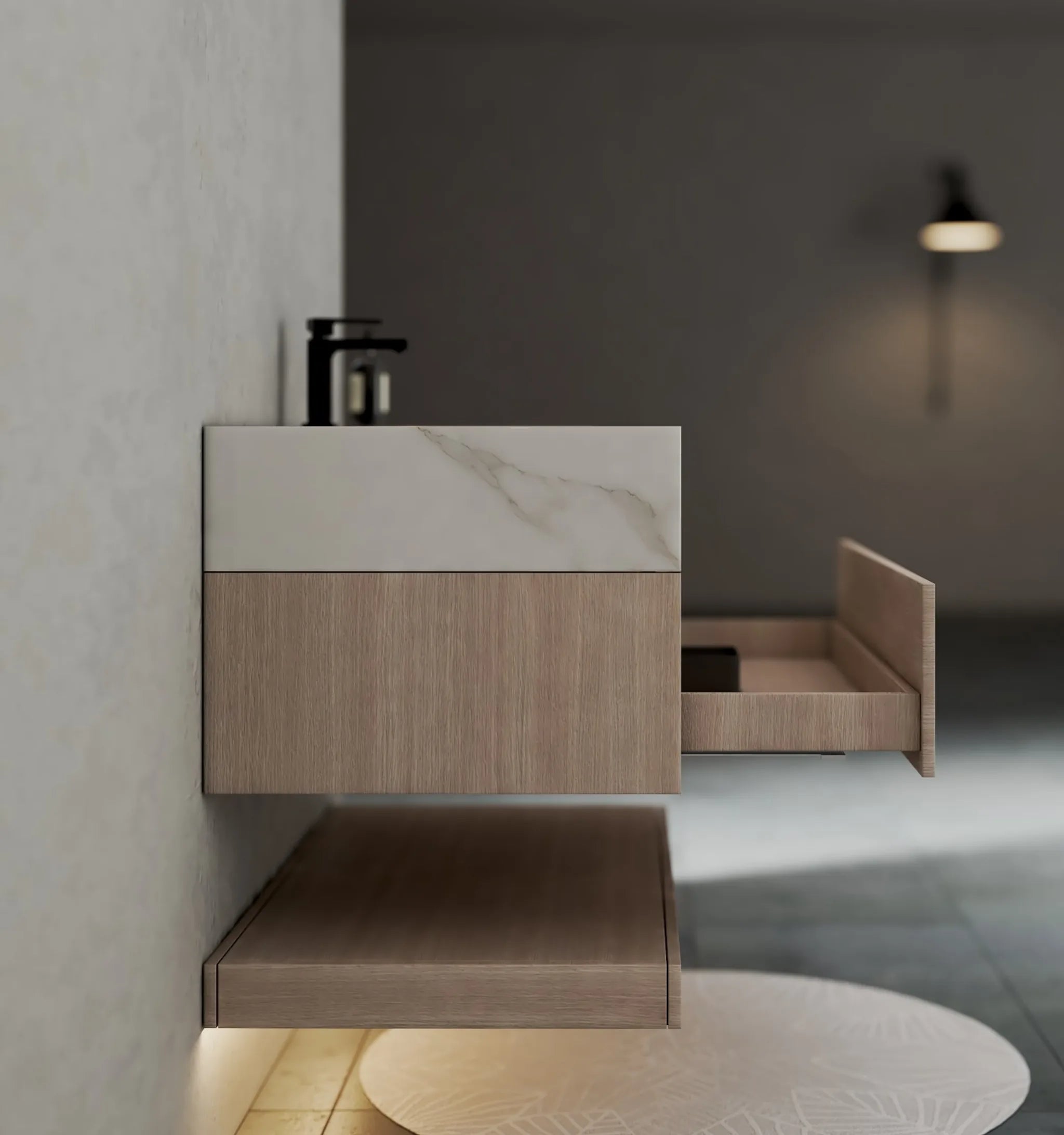 Aventino 40" Flat-Panel Floating Vanity with Sintered Stone Top