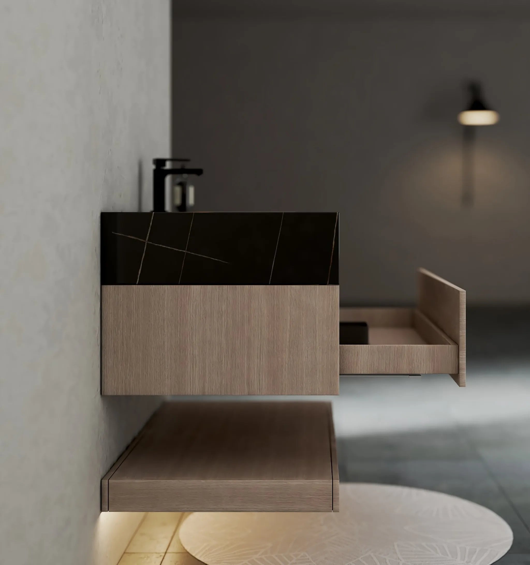 Aventino 40" Flat-Panel Floating Vanity with Sintered Stone Top