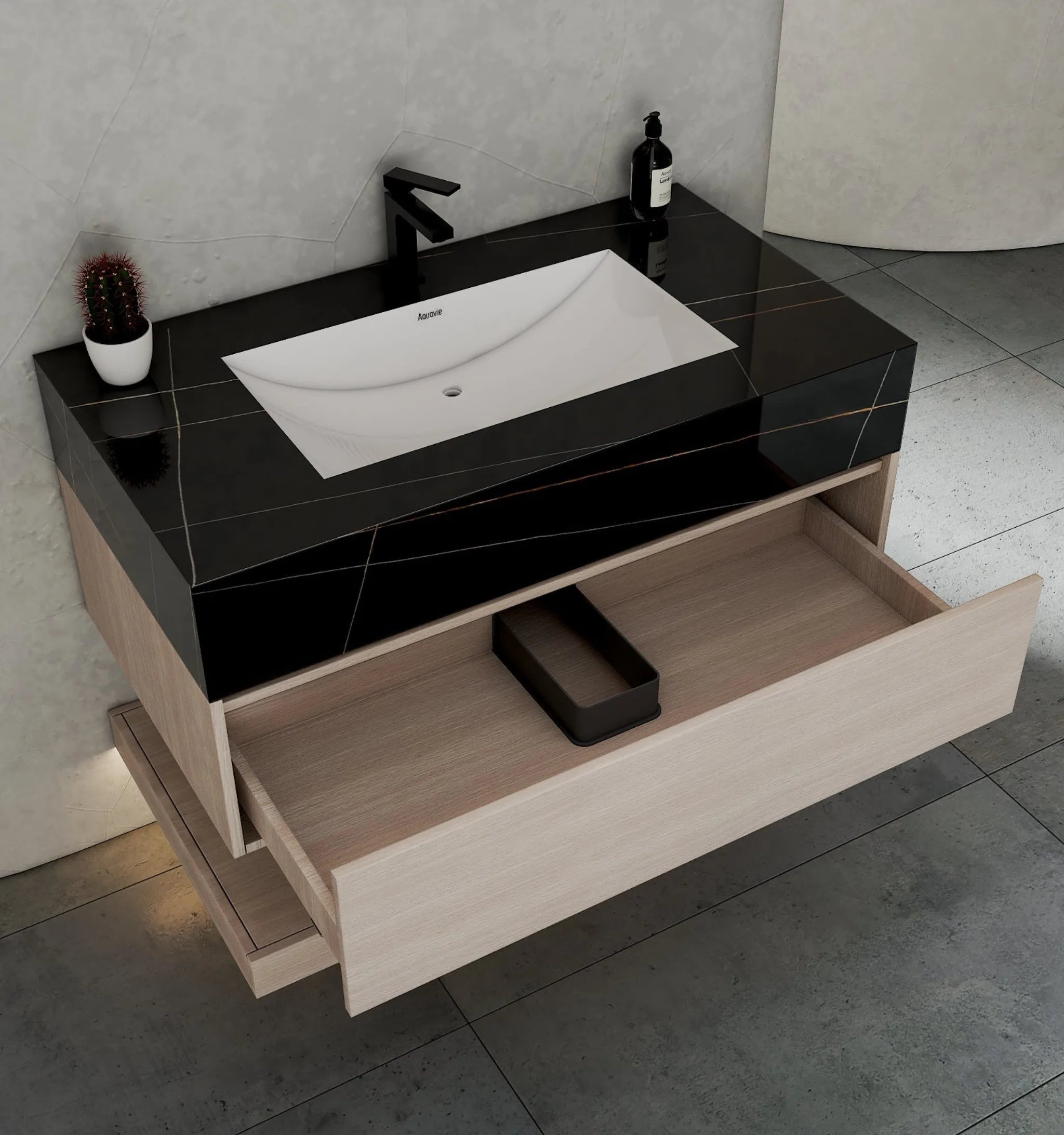 Aventino 40" Flat-Panel Floating Vanity with Sintered Stone Top