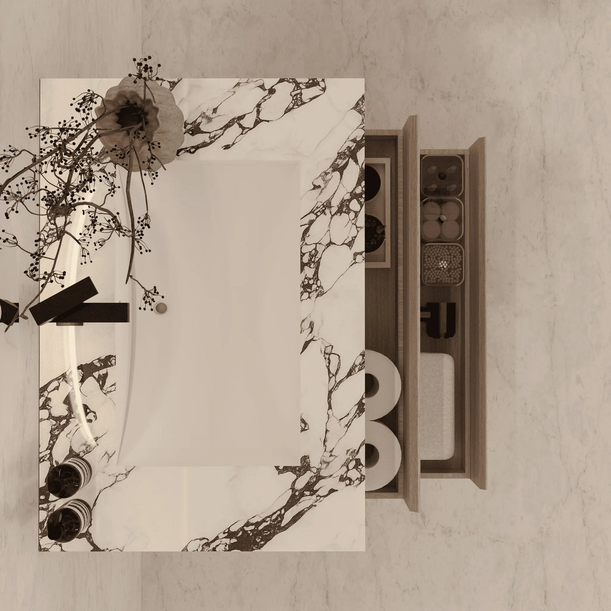 Aventino vanity — sintered stone top