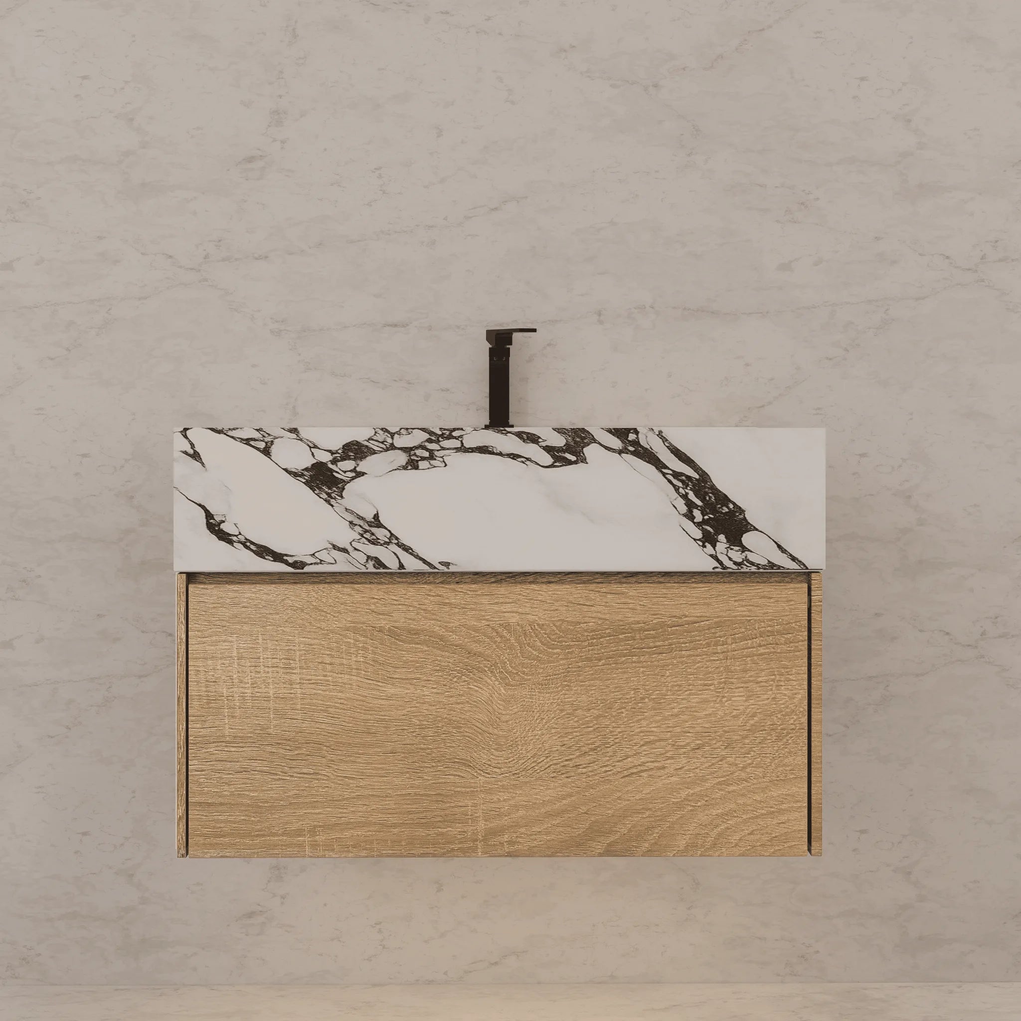 Aventino 40" Light Oak Floating Single-Sink Vanity with Sintered Stone Top