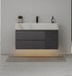 Aventino 40-inch Calacatta Gold fluted floating single-sink vanity — sintered stone top