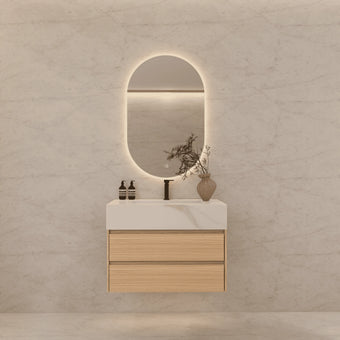 Aventino 32"–40" Nature Oak Floating Single-Sink Vanity with Sintered Stone Top