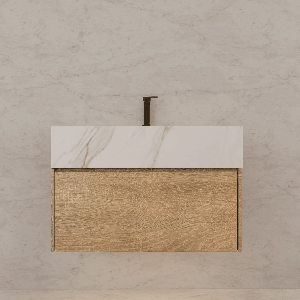 Aventino 40-inch Calacatta Gold modern floating single-sink vanity — sintered stone top