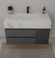 Aventino 40-inch Calacatta Gold fluted floating single-sink vanity — sintered stone top