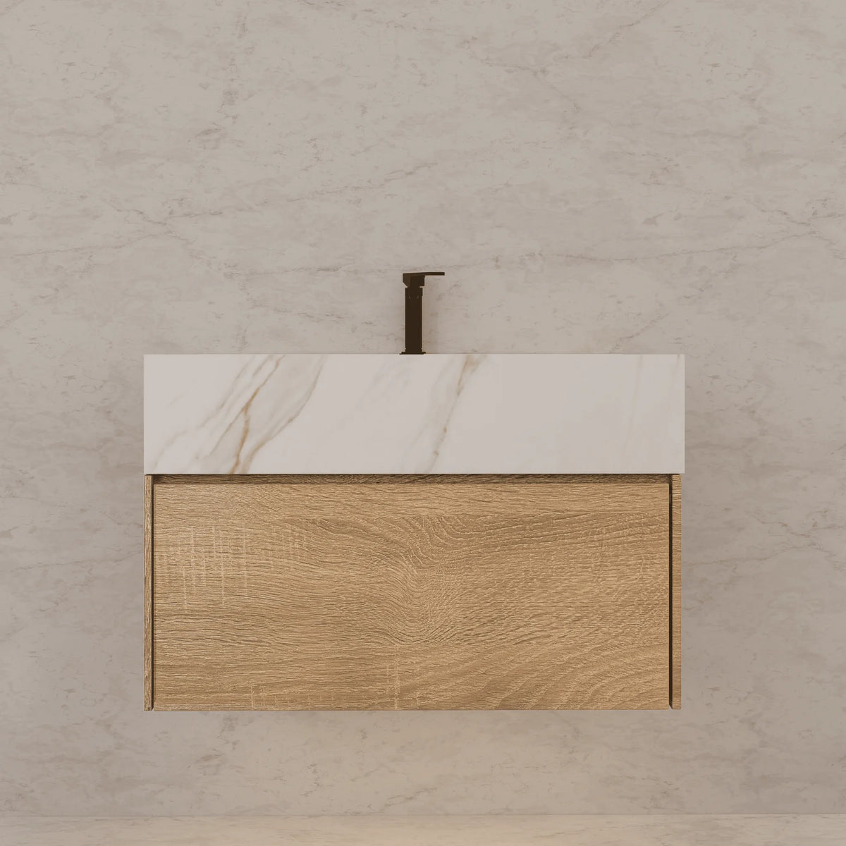 Aventino 40" Calacatta Gold single-sink flat floating vanity — sintered stone top