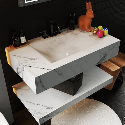 Aventino 40-inch gallery floating vanity — sintered stone top