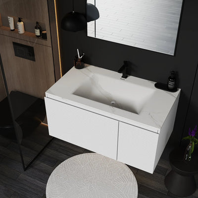 Aventino 40-inch gallery floating vanity — sintered stone top