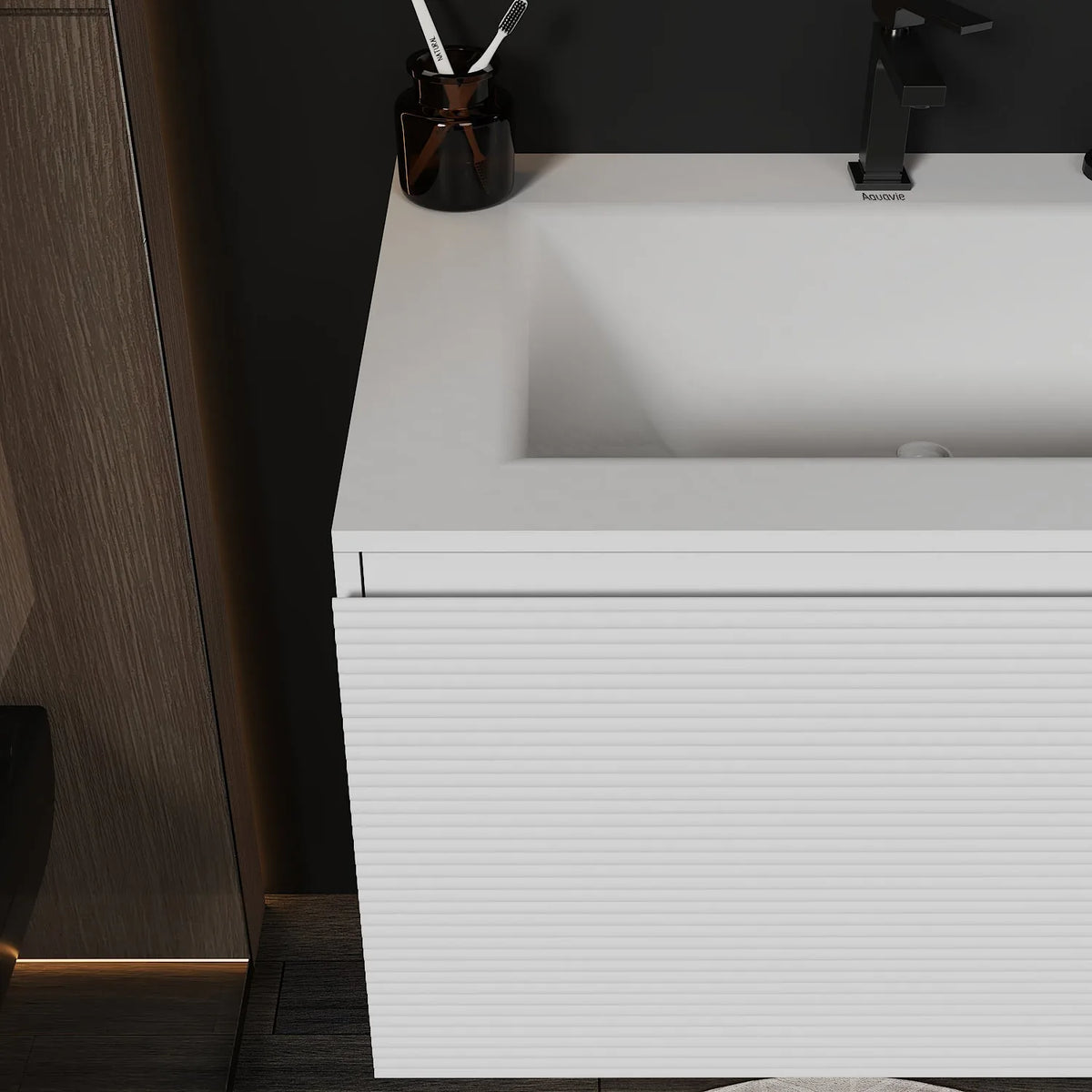 Aventino 40-inch gallery floating vanity — sintered stone top