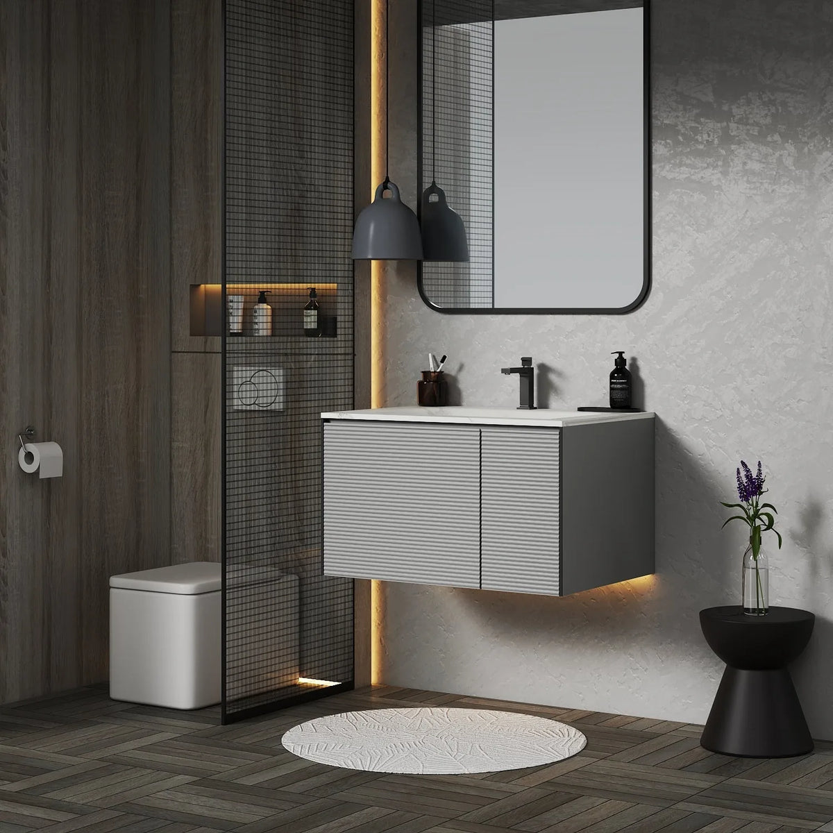 Aventino 40-inch gallery floating vanity — sintered stone top