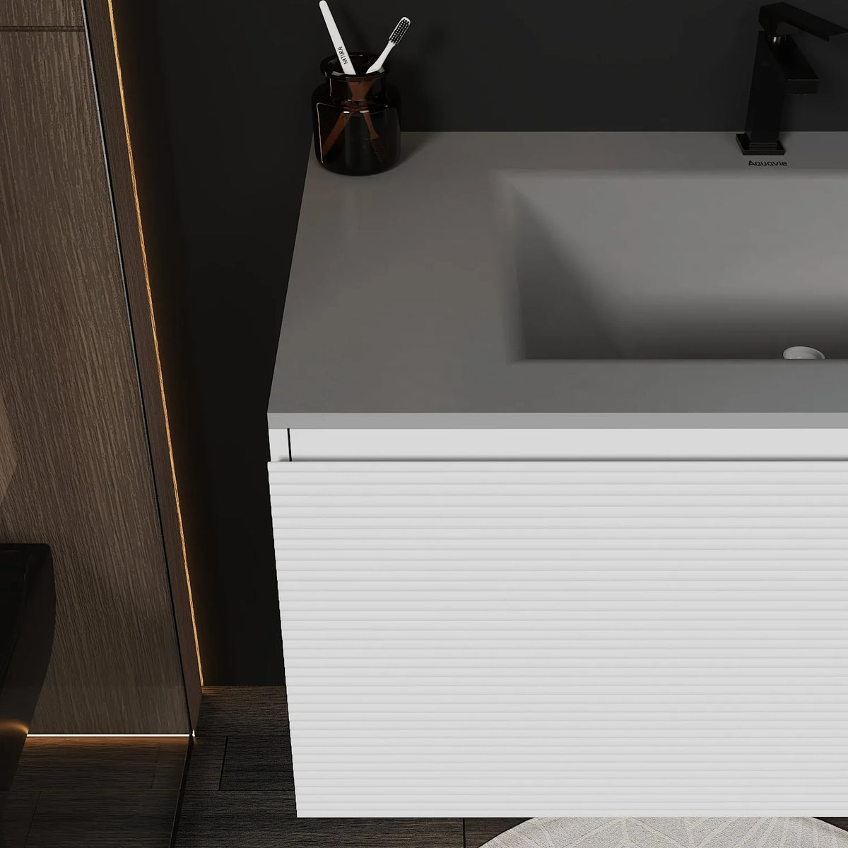 Aventino 40-inch gallery floating vanity — sintered stone top