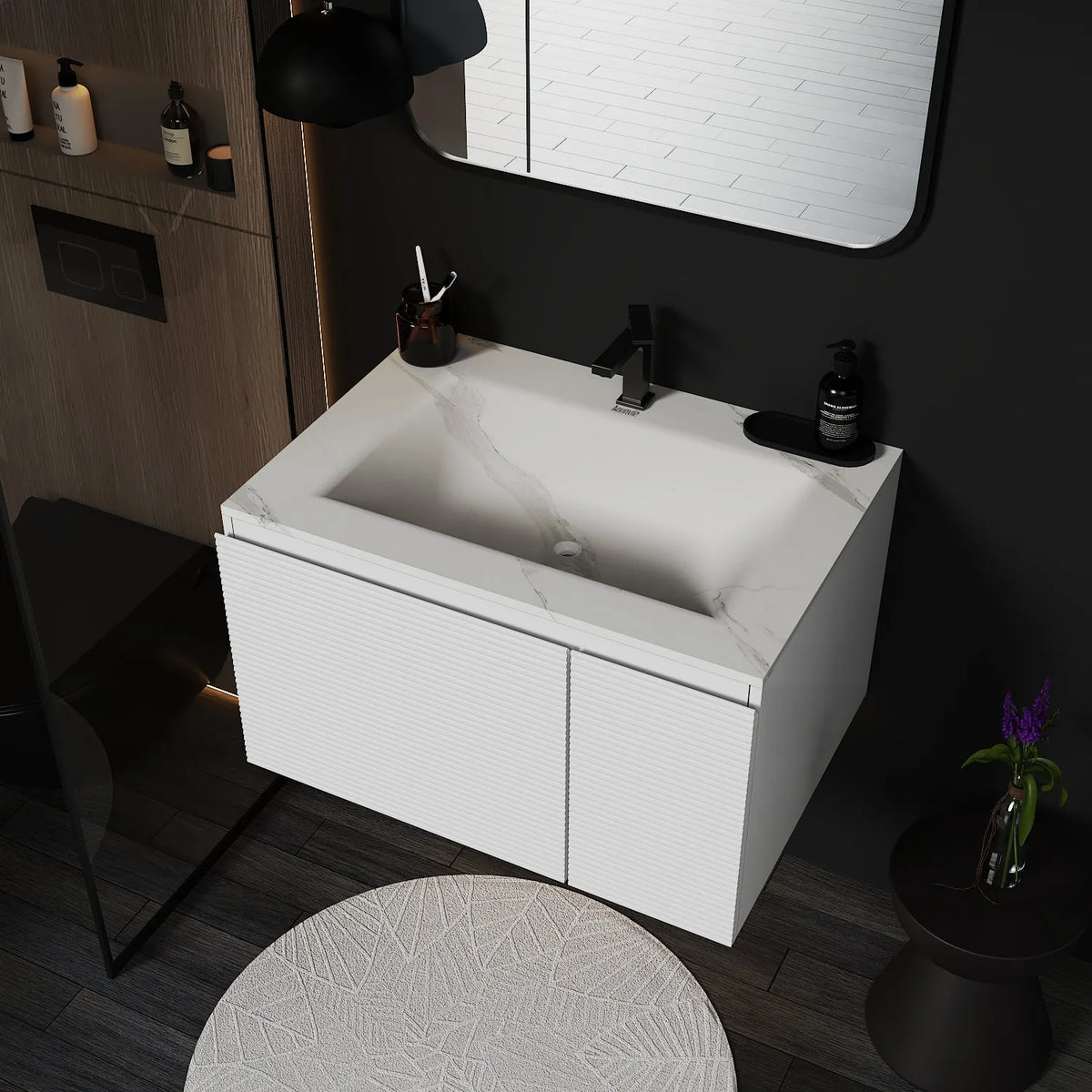 Aventino 40-inch gallery floating vanity — sintered stone top