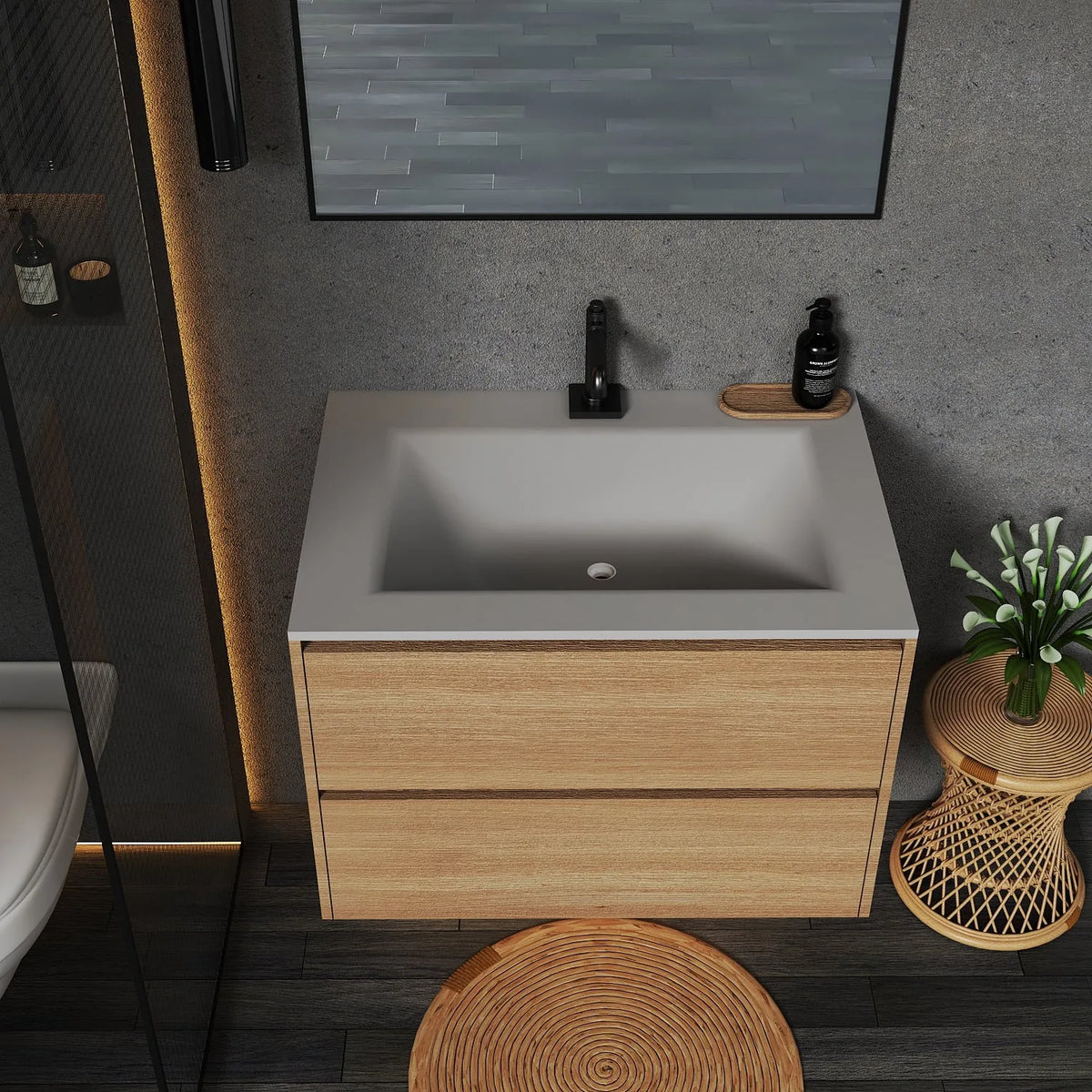Aventino 40-inch gallery floating vanity — sintered stone top