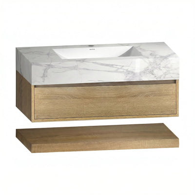 Aventino 40-inch Generic flat-panel floating single-sink vanity — sintered stone top