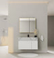 Aventino 40-inch Ice Grey fluted floating single-sink vanity — sintered stone top