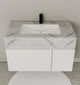 Aventino 40-inch Ice Grey fluted floating single-sink vanity — sintered stone top
