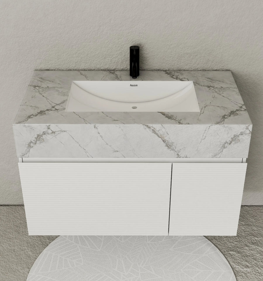 Aventino vanity in bathroom setting — dimensional context
