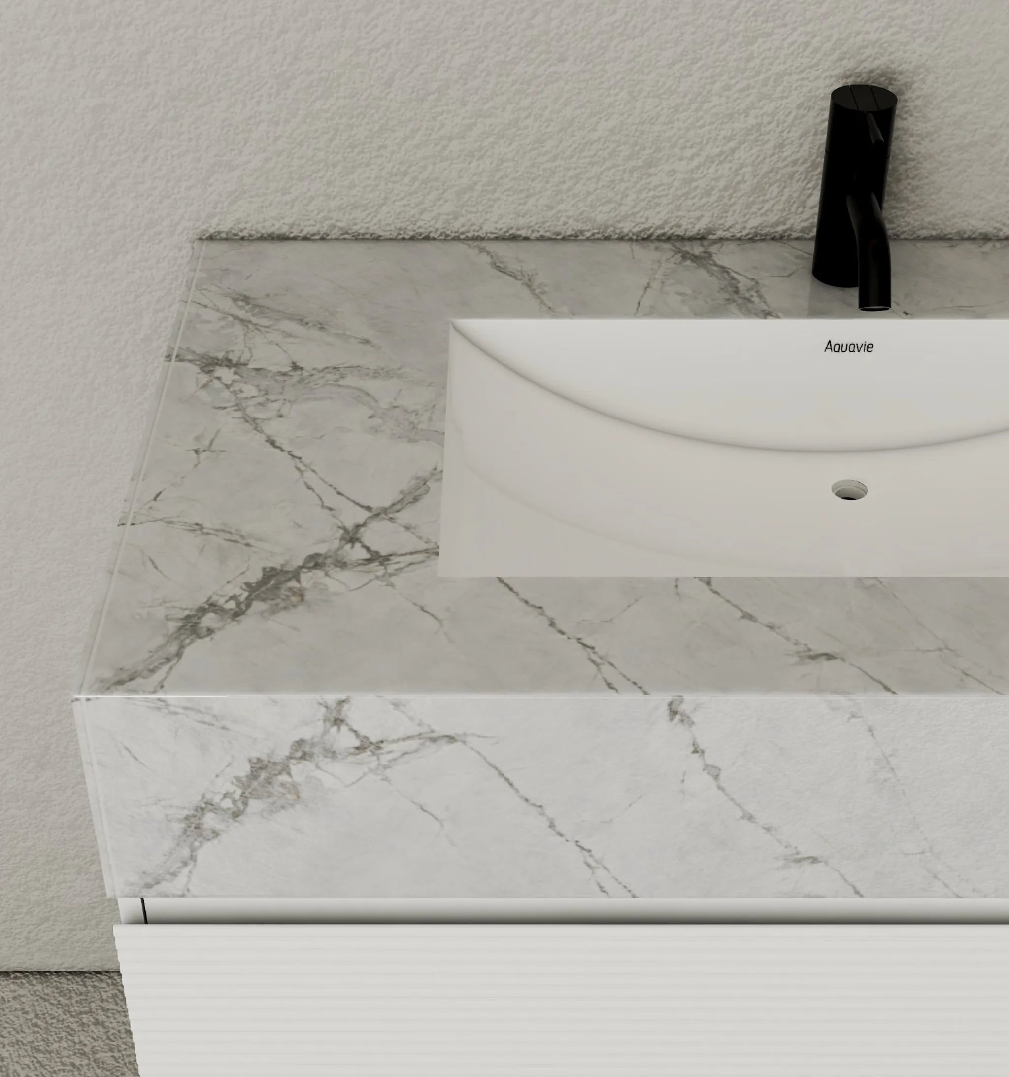 Aventino 40" White Fluted Floating Single-Sink Vanity with Sintered Stone Top