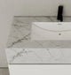 Aventino 40-inch Ice Grey fluted floating single-sink vanity — sintered stone top