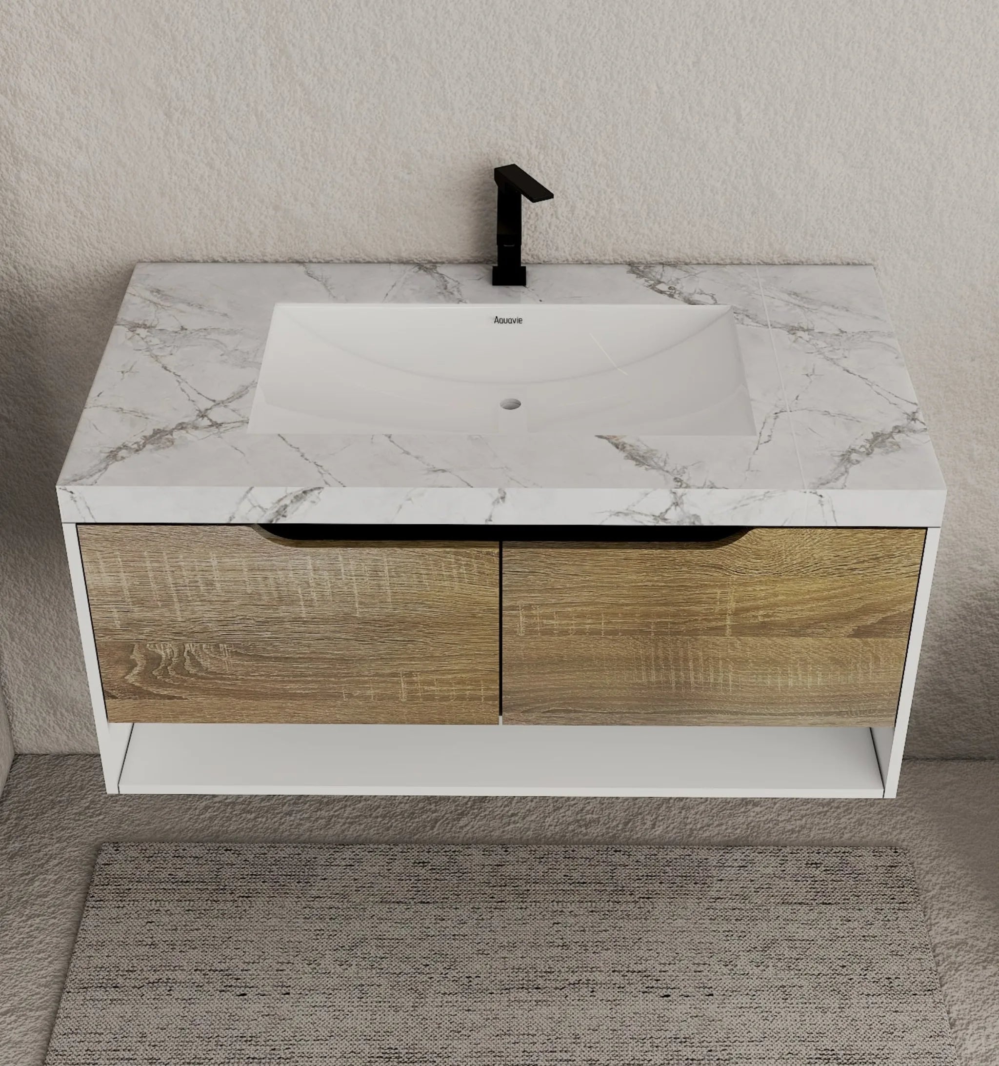 Aventino 32"–40" Ice Grey Floating Single-Sink Vanity with Sintered Stone Top