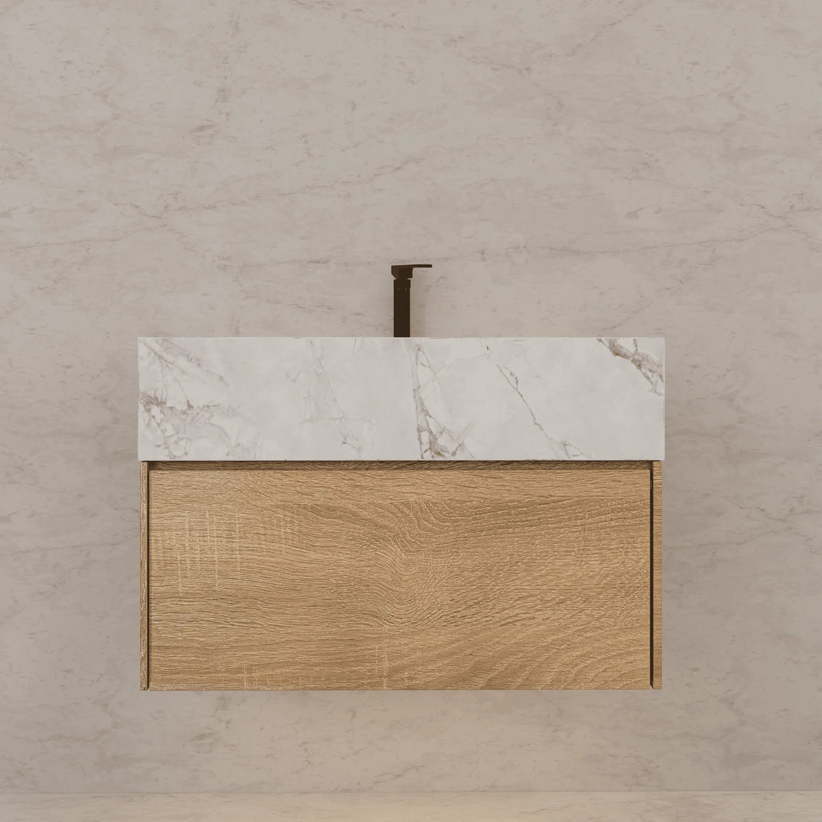 Aventino 40-inch Ice Grey modern floating single-sink vanity — sintered stone top