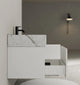 Aventino 40-inch Ice Grey fluted floating single-sink vanity — sintered stone top