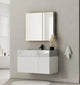 Aventino 40-inch Ice Grey fluted floating single-sink vanity — sintered stone top