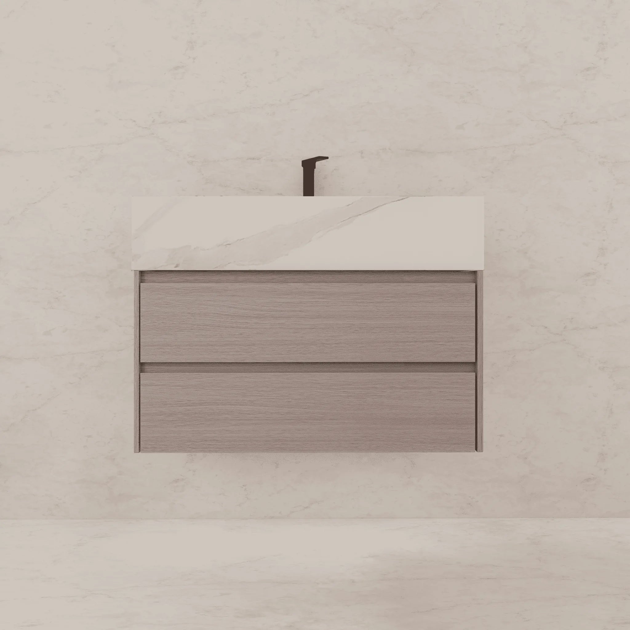 Aventino 32"–40" Nature Oak Floating Single-Sink Vanity with Sintered Stone Top