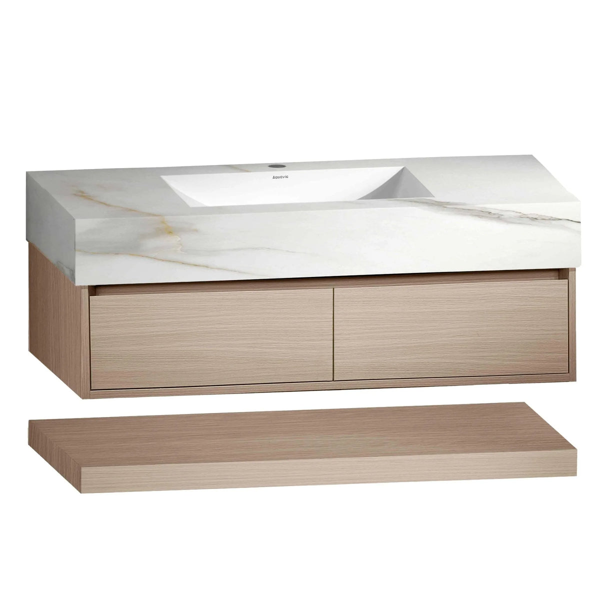 Aventino 48-inch calacatta black Flat-Front floating double-sink vanity — sintered stone top