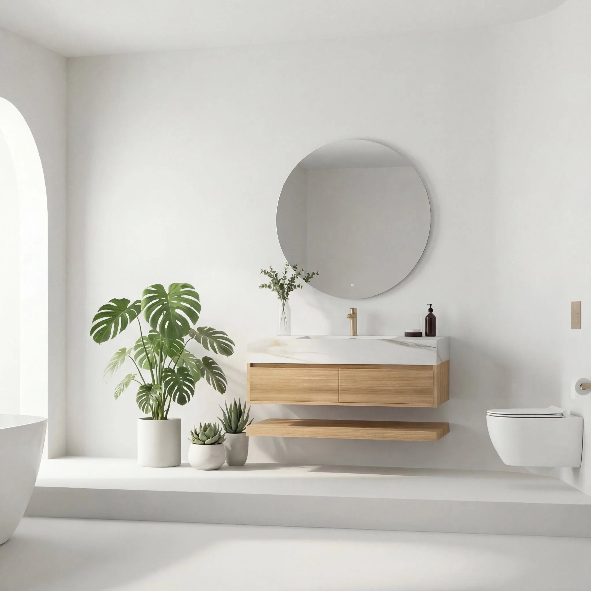 Aventino 48" Hotel-Style Floating Double-Sink Vanity with Sintered Stone Top