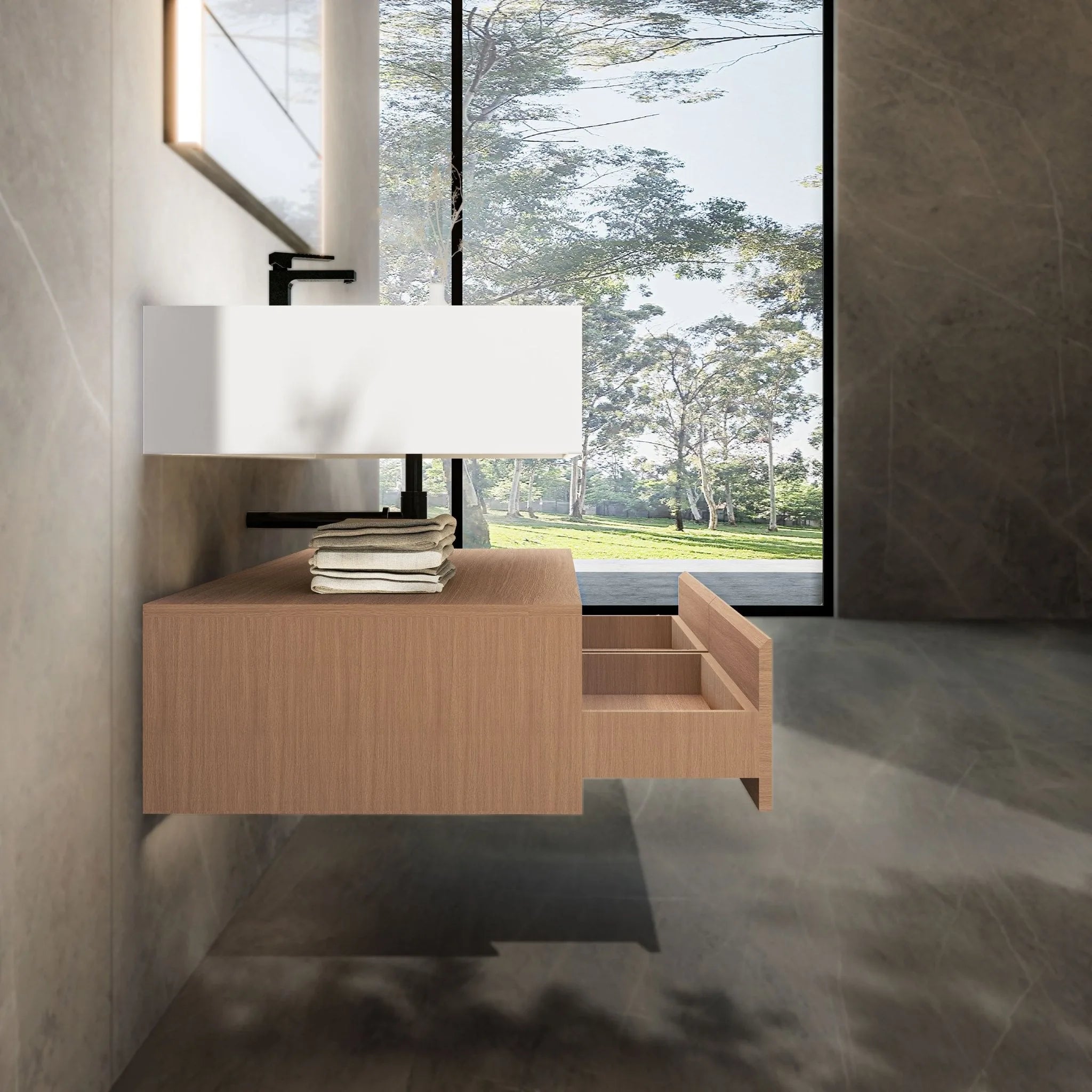 Aventino 48"/60" Flat-Panel Floating Vanity with Plywood Cabinet