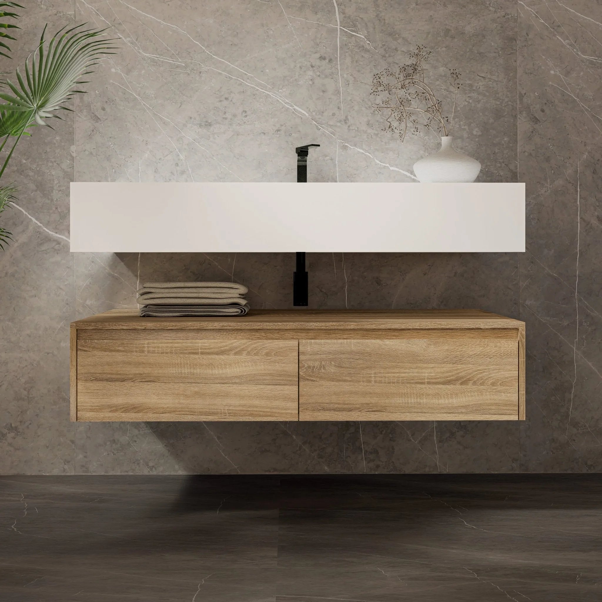 Aventino 48"/60" Flat-Panel Floating Vanity with Plywood Cabinet