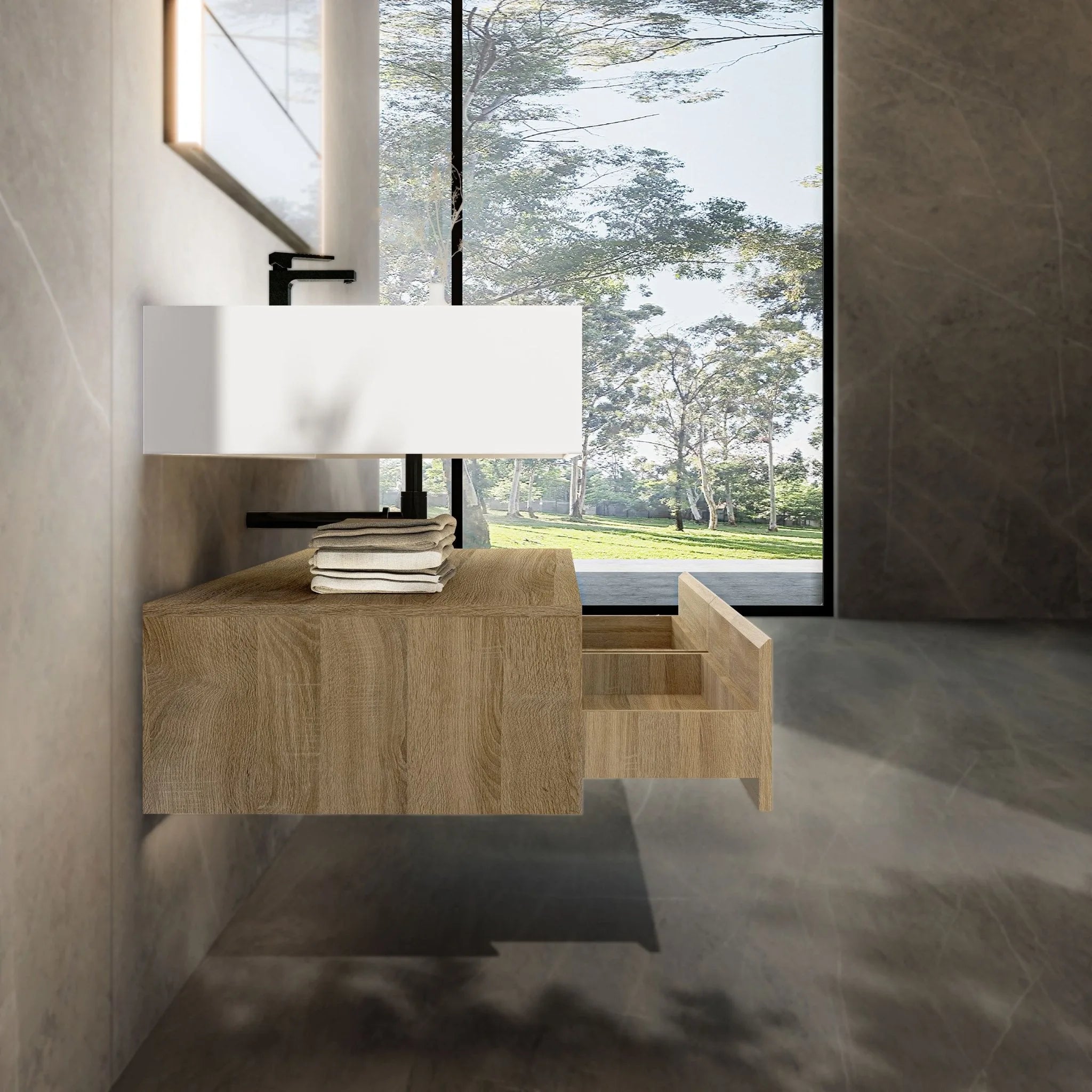 Aventino 48"/60" Flat-Panel Floating Vanity with Plywood Cabinet