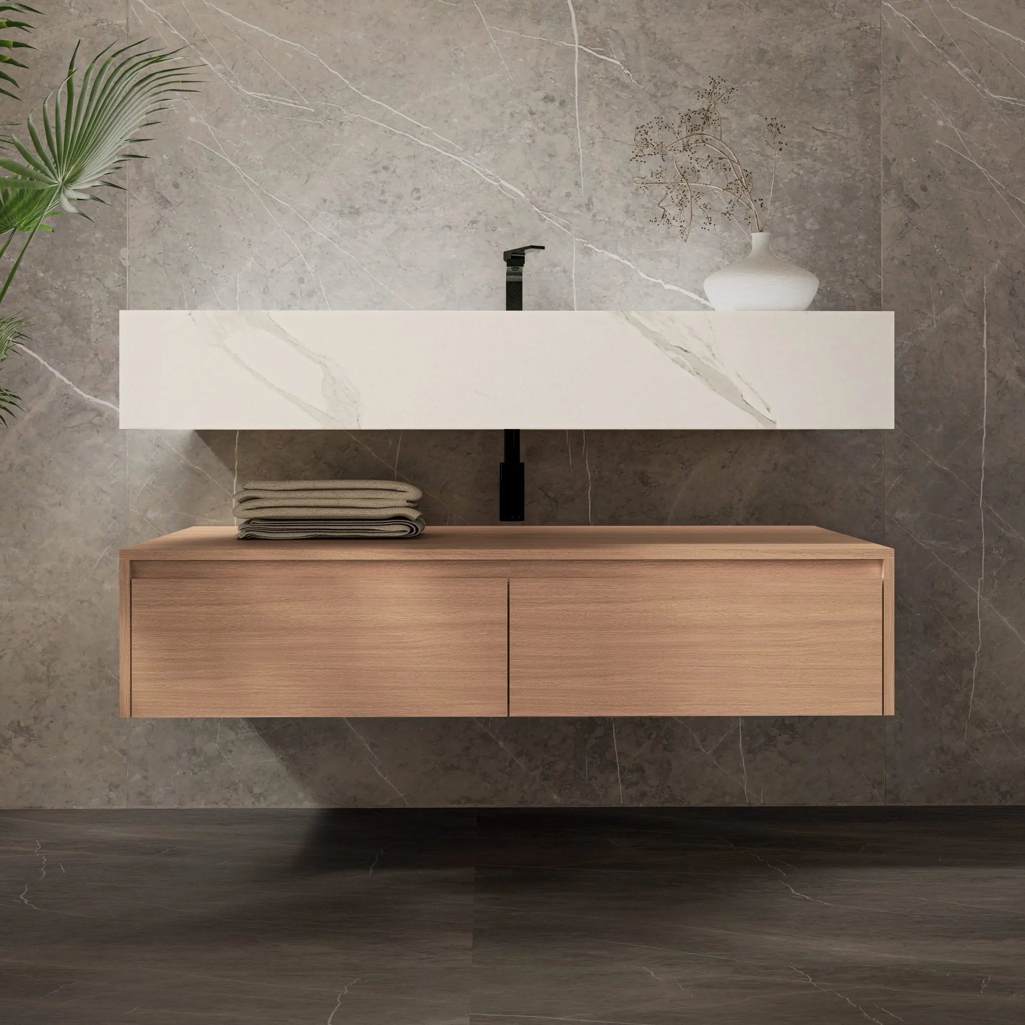 Aventino 48"/60" Flat-Panel Floating Vanity with Plywood Cabinet