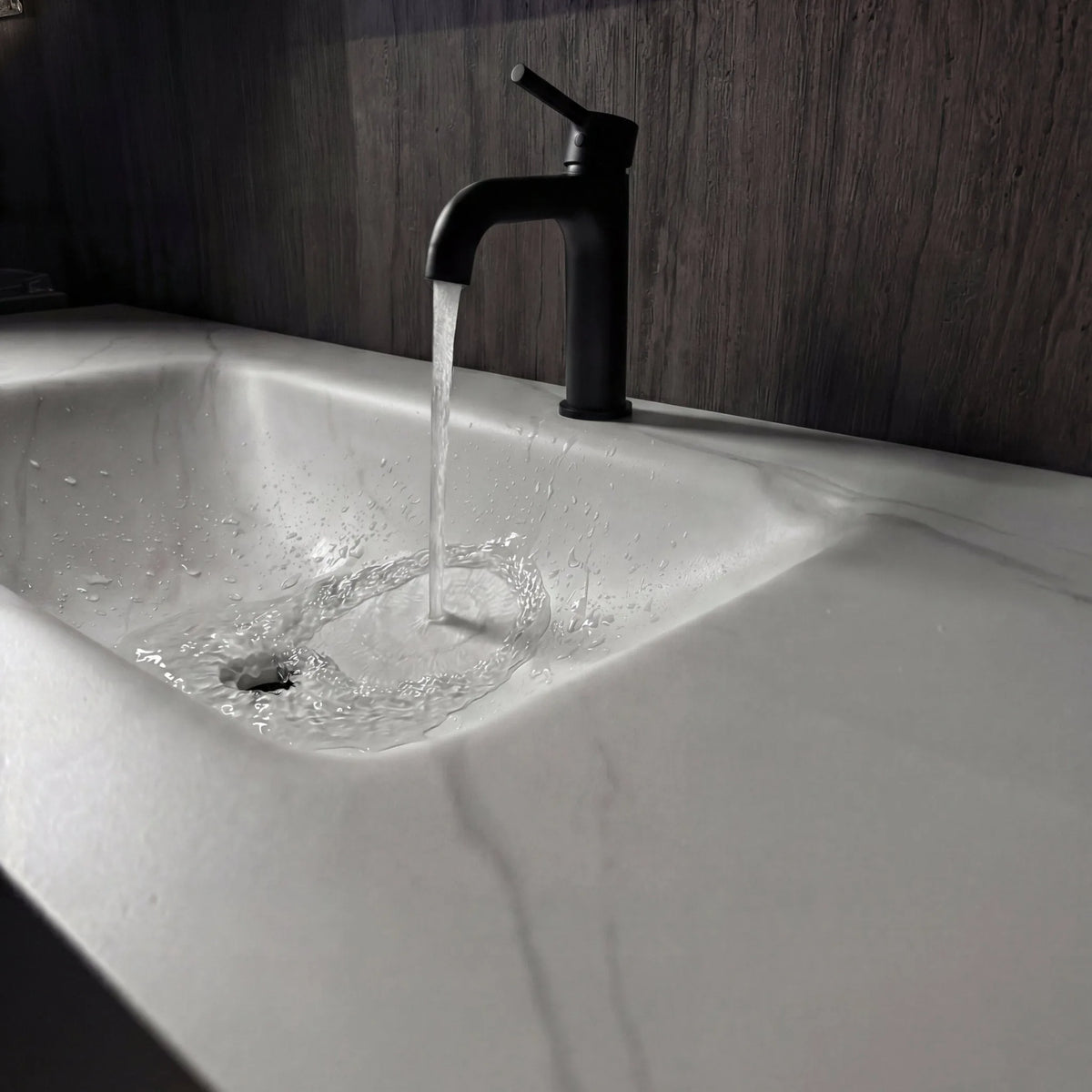 Aventino 60-inch White Carrara flat-panel floating single-sink vanity — sintered stone top