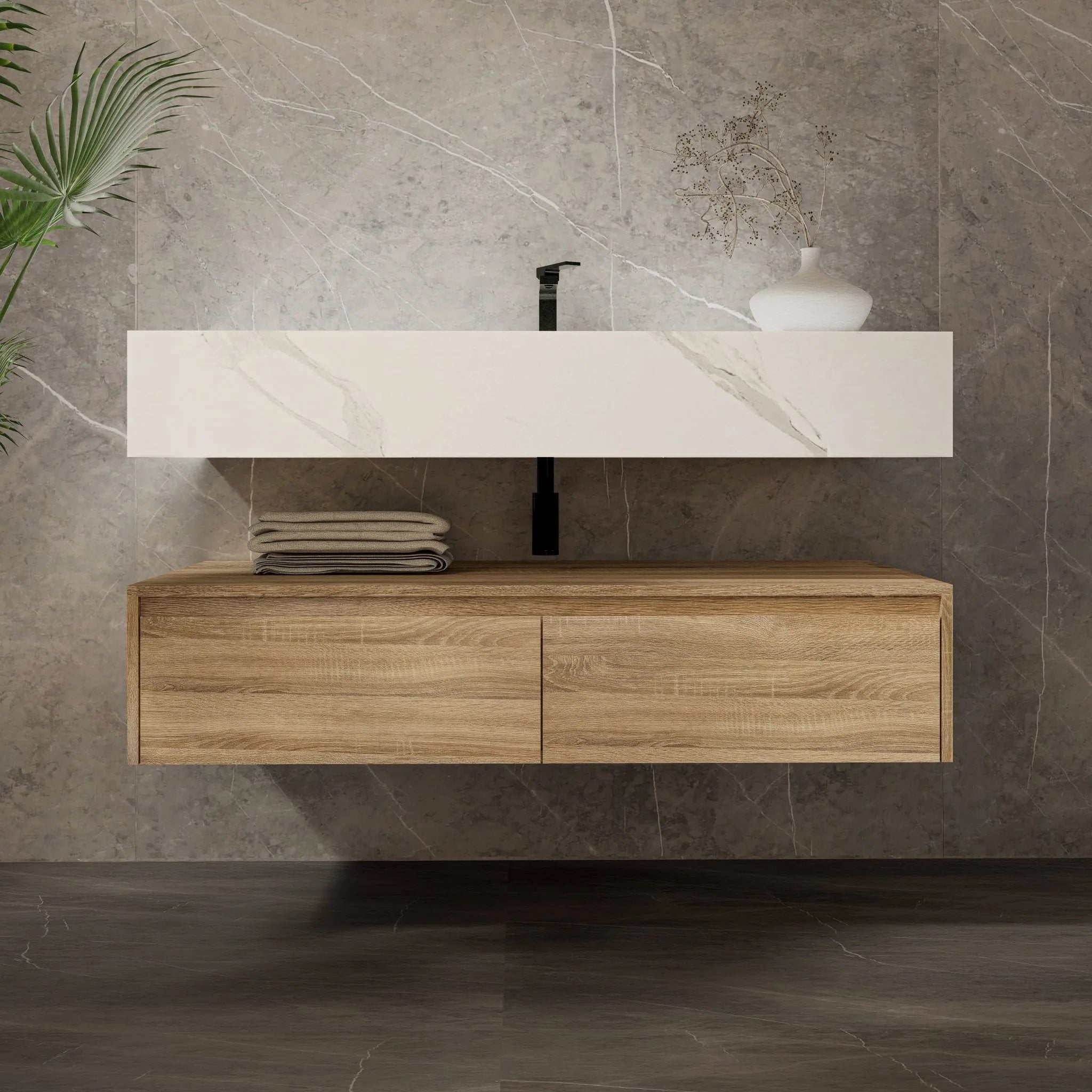 Aventino 48"/60" Flat-Panel Floating Vanity with Plywood Cabinet