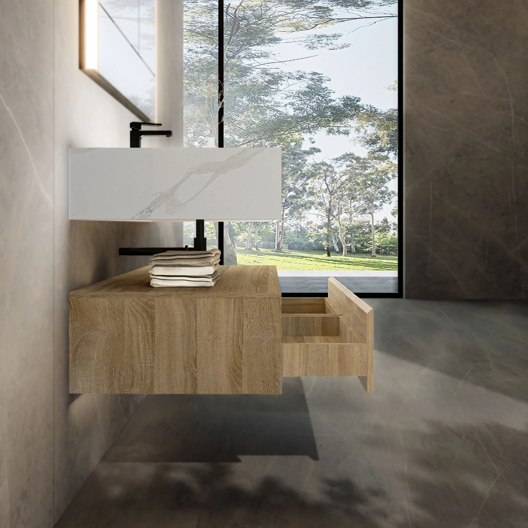 Aventino 48"/60" Flat-Panel Floating Vanity with Plywood Cabinet