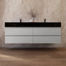 Aventino 60"–71" Light Grey Floating Double-Sink Vanity with Sintered Stone Top