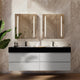 Aventino 60/71-inch light-grey floating double-sink vanity with black marquina sintered stone top