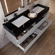 Aventino 60/71-inch light-grey floating double-sink vanity with black marquina sintered stone top